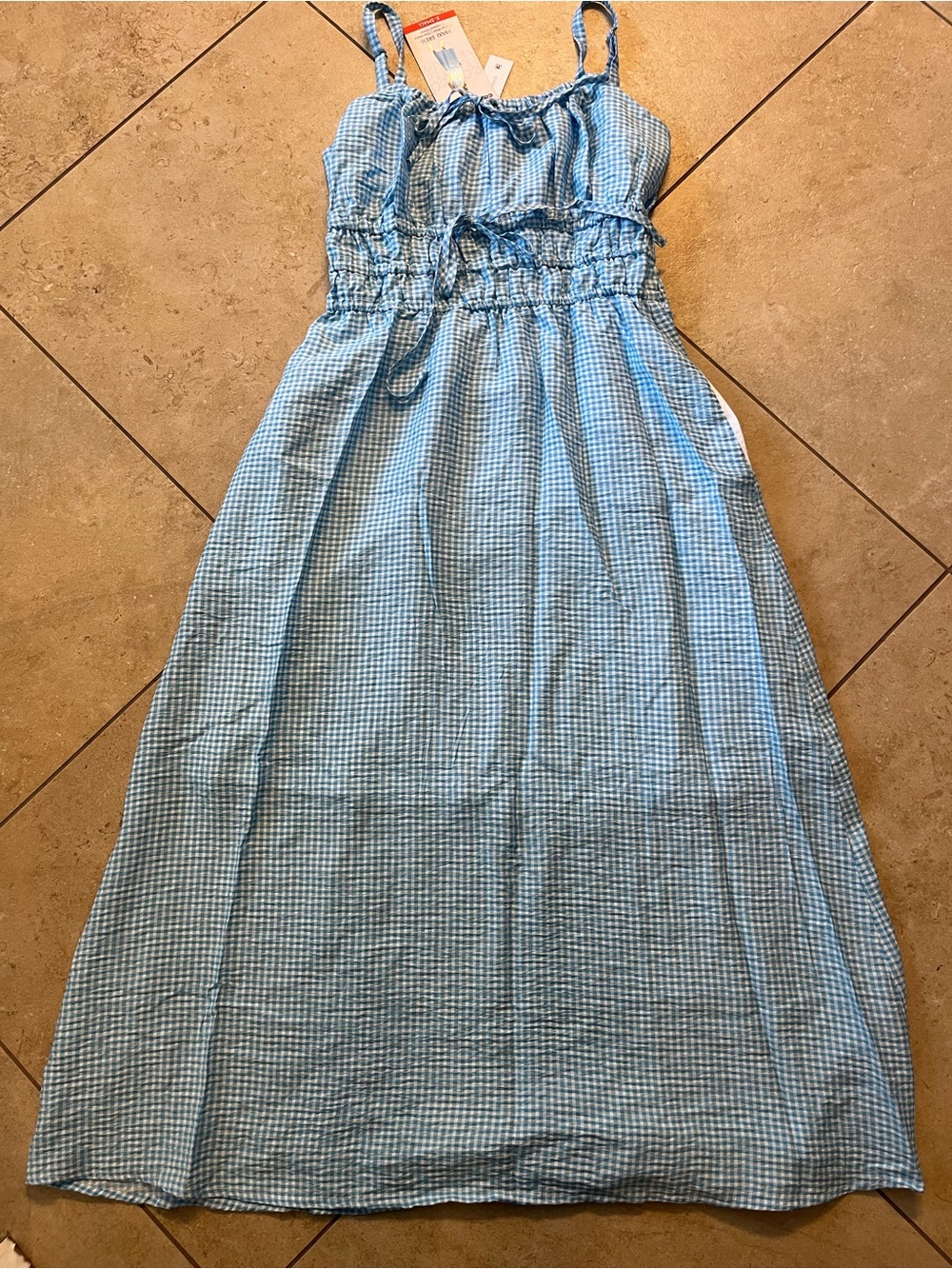 Edited x Hunter McGrady Light Blue Gingham Maxi Dress